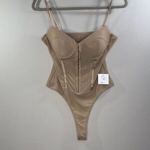 Beige Sculpting Corset Thong Bodysuit - Women Intimates